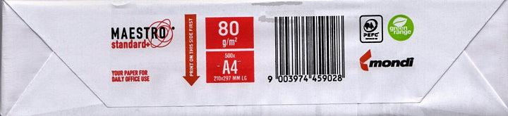 Папір А4 MAESTRO Standard+ 80 г/м², 500 аркушів, білий, клас С+ (Словаччина), офісний папір для друку і копіювання - зображення 3