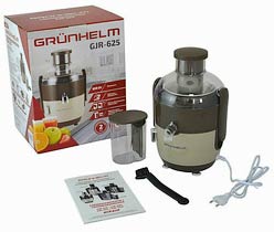 Соковидавлювач GRUNHELM GJR625 електричний, потужність 600 Вт, широка горловина 65 мм, склянка 450 мл, розміри: 200ш*320в*240г - зображення 7