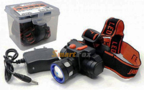 Налобний ліхтарик Police 0604-T6, LED T6, акумуляторний, 1х18650, ЗУ 220V, zoom, Box - зображення 2