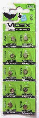 Батарейка AG4 Videx 1.5 V, лужна, бл. 10/1, аналоги: LR626, LR66, 177, 376, 377, SR626, SR626SW, SG4, L626, SR66 - зображення 6