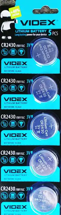 Батарейка CR2430 Videx, 3 V, літієва, бл. 5/1, аналоги: DL2430, ECR2430, BR2430, KCR2430, L2430 - зображення 5