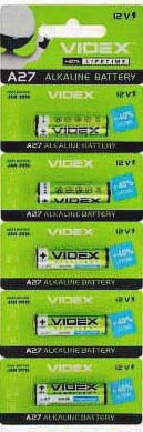 Батарейка A27 Videx, 12 V, алкалінова, плівка, бл. 5/1, аналоги: 27A, MN27, L828, V27A, GP27A, LR732 - зображення 6