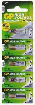 Батарейка A27 GP, 12 V, алкалінова, плівка, бл. 5/1, аналоги: 27A, MN27, L828, V27A, LR732 - зображення 1
