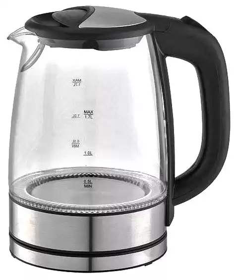 Електрочайник GRUNHELM EKG-1988BS, скляний, чорний, 1,7л, дисковий, 2200 Вт, LED підсвічування - зображення 5