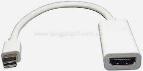 Фото товару Кабель mini DisplayPort Male на HDMI Female, 10 см, білий