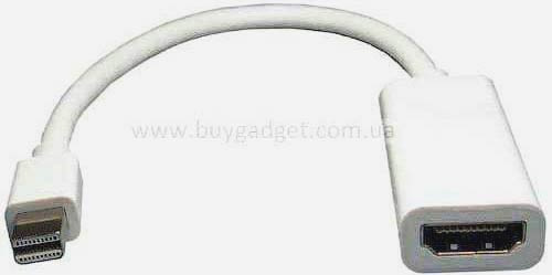 Кабель mini DisplayPort Male на HDMI Female, 10 см, білий - зображення 1