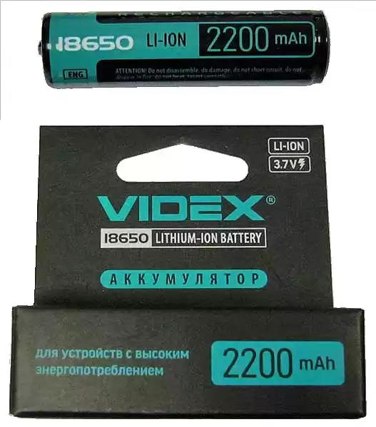 Акумулятор 18650 Videx 2200 mAh, літієвий, 3.7V - зображення 5