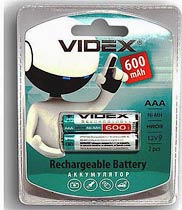 Фото товару Акумулятор AAA HR03 Ni-MH Videx 600 mAh, 1.2 V, (бл. 2/1)