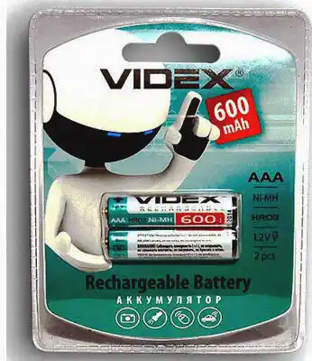 Акумулятор AAA HR03 Ni-MH Videx 600 mAh, 1.2 V, (бл. 2/1) - зображення 5