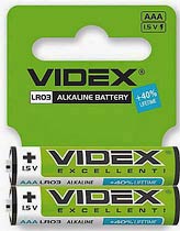 Фото товару Батарейка AAA LR03, Videx Turbo, 1,5 V, лужна, уп. 2/1, аналоги: R03, UM4, 24A