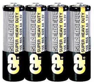 Фото товару Батарейка AA R6, GP Supercell 15PL-S2, 1,5 V, сольова, уп. 4/1, аналоги: R6, UM3, 15D, 15S, пальчикова