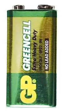 Батарейка 6F22 GP Greencell, 9 V, сольва, бл. 10/1, аналоги: 6LR61, 1604, 1604A, PP3, E-Block, MN1604 - зображення 5
