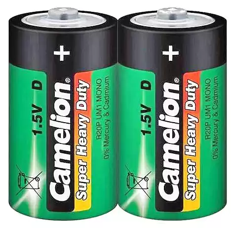 Батарейка D R20, Camelion Super Heavy Duty, 1,5 V, сольова, уп. 10/2/1, аналоги: LR20, UM1, 13, 14, 14D - зображення 5