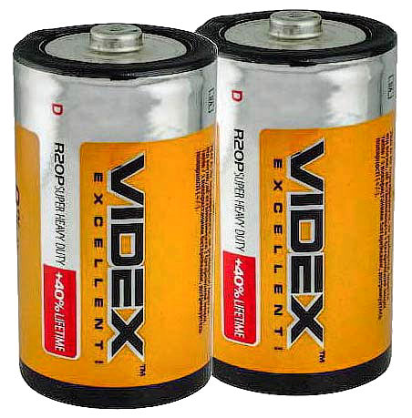 Батарейка D R20, Videx, 1,5 V, сольова, уп. 24/2/1, аналоги: LR20, UM1, 13, 14, 14D - зображення 6