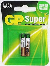 Фото товару Батарейка AAAA LR8D425, GP Super Alkaline, 1,5 V, лужна, бл. 2/1, аналоги: LR61, MN2500, MX2500, E96, 25A, 25A-U2, GP25A, K4A, Quad A