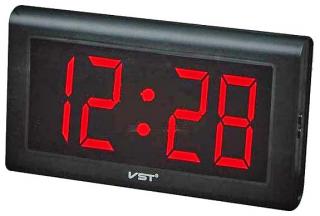 Фото товару Годинник мережеві VST-795-1 настінні червоні, 220V (Великий дисплей)