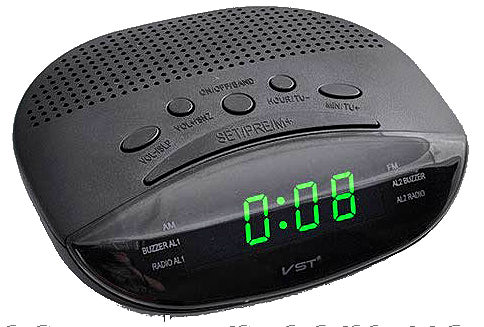 Годинник мережевий VST-908-4 салатовий, радіо FM, 220V - зображення 6