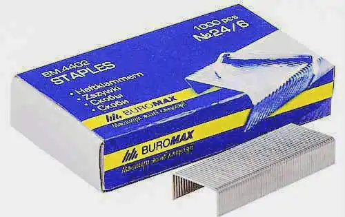 Скоби №24/6 BUROMAX BM.4402 1000 шт. для степлера канцелярського, металеві срібні - зображення 5