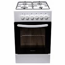 Фото товару Кухонна плита газова Grunhelm FM-5601W на 4 конфорки з електричною духовкою, біла, духовка темна з білою ручкою. Габарити: в85*ш50*г59 см