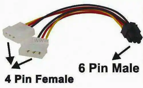 Кабель живлення для відеокарт 6pin Male to 2xMolex Female - зображення 5