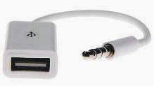 Адаптер Audio 3.5 mm AUX Male на USB Female, білий, 15 см - зображення 1