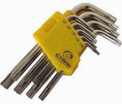 Набір ключів Г-подібних TORX Сталь з отвором 9 одиниць (Т10, Т15, Т20, Т25, Т27, Т30, Т40, Т45, Т50) Сталь NEW - зображення 1