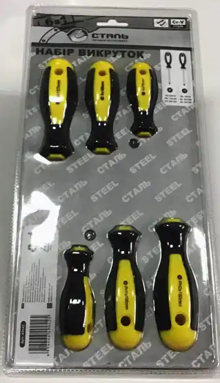 Набір викруток 6 предметів (PH0x75, PH1x100, PH2x150, SL3x75, SL5x100, SL6x150) Сталь - зображення 5