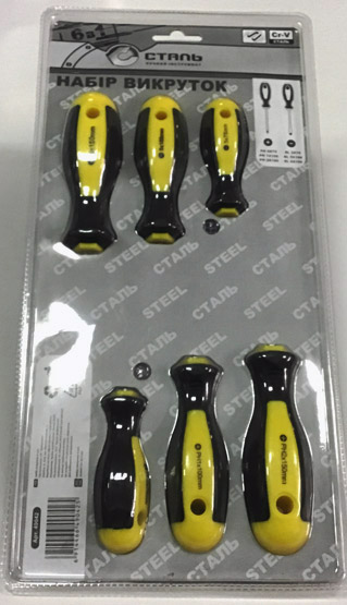 Набір викруток 6 предметів (PH0x75, PH1x100, PH2x150, SL3x75, SL5x100, SL6x150) Сталь - зображення 7