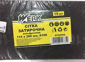 Фото товару Сітка затирочна вольфрамова 115х280 мм, к100, н-р 10 шт WERK