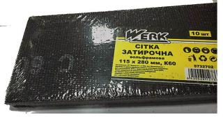 Фото товару Сітка затирочна вольфрамова 115х280 мм, к60, н-р 10 шт WERK