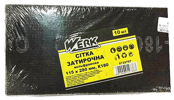 Сітка затирочна вольфрамова 115х280 мм, к180, н-р 10 шт WERK - зображення 1