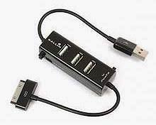 Фото товару HUB USB 2.0 на 3 порти, з зарядкою для iPhone iPod 3, 4, 4S, RTL, чорний