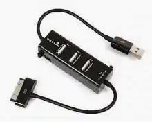 HUB USB 2.0 на 3 порти, з зарядкою для iPhone iPod 3, 4, 4S, RTL, чорний - зображення 5