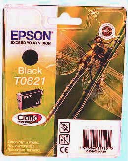 Картриджі Epson Stylus Photo T0821N Black для: R270; R290; R295; R390; RX590; RX610; RX615; RX690; T50; T59; TX650; TX659; TX700W; TX710W; TX800FW - зображення 1