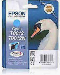 Картридж Epson T0812(N) Cyan для: Stylus Photo 1410, R270, R290, R295, R390, RX590, RX610, RX615, RX690, T50, T59, TX650, TX659, TX700W, TX710W - зображення 1
