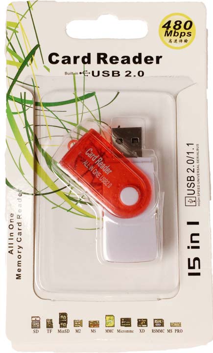 Картридери USB All in 1 SD, MMC, TF, ProDuo, M2 colormix blister - зображення 7