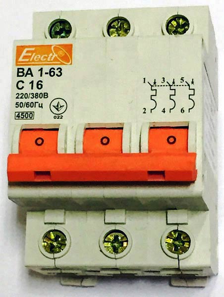 Выключатель-автомат 3в1 220V 16A, Electr BA 1-63 C 16 - изображение 1