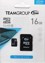 Фото товару Карта пам'яті 16Gb class 10, TEAM GROUP, microSDHC+SD