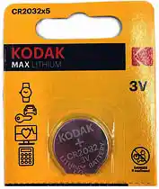 Фото товара Батарейка CR2032 Kodak, 3 V, литиевая, бл. 5/1, аналоги: CR2032, DL2032, 5004LC, BR2032, ECR2032, KCR2032, L2032
