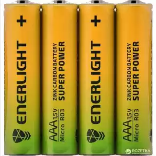Фото товара Батарейка AAA R03, Enerlight, 1,5 V, солевая, уп. 4/1, аналоги: LR03, UM4, 24A, MN2400, AM4