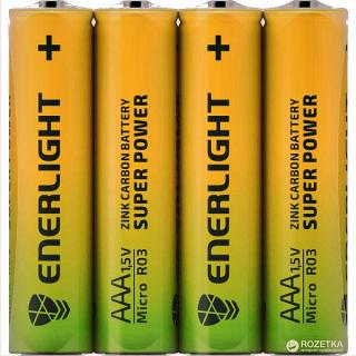 Фото товару Батарейка AAA R03, Enerlight, 1,5 V, сольова, уп. 4/1, аналоги: LR03, UM4, 24A, MN2400, AM4