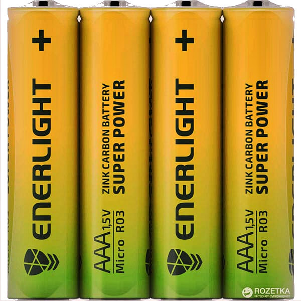Батарейка AAA R03, Enerlight, 1,5 V, сольова, уп. 4/1, аналоги: LR03, UM4, 24A, MN2400, AM4 - зображення 6