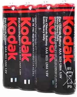 Фото товара Батарейка AAA R03, Kodak, 1,5 V, солевая, уп. 4/1, аналоги: LR03, UM4, 24A, MN2400, AM4