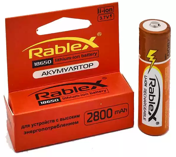 Акумулятор 18650 Rablex 2800 mAh, літієвий, 3.7V, з захистом - зображення 5