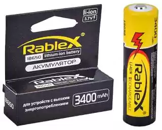 Фото товара Аккумулятор 18650 Rablex 3400 mAh, литиевый, 3.7V, с защитой