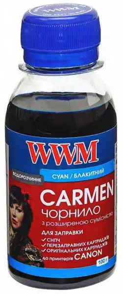 Чорнило WWM CARMEN (CU/C) Cyan, 100 г, універсальне для принтерів Canony - зображення 5