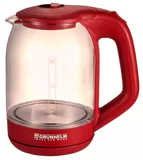 Електрочайник GRUNHELM EKP-1801GR, скляний, червоний, 1,7л, дисковий, 2200 Вт, LED підсвічування - зображення 5