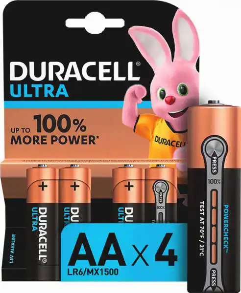 Батарейка AA LR6, Duracell Ultra, 1,5 V, лужна, уп. 12/2/1, аналоги: R6, UM3, 15, 15A, MN1500 - зображення 5