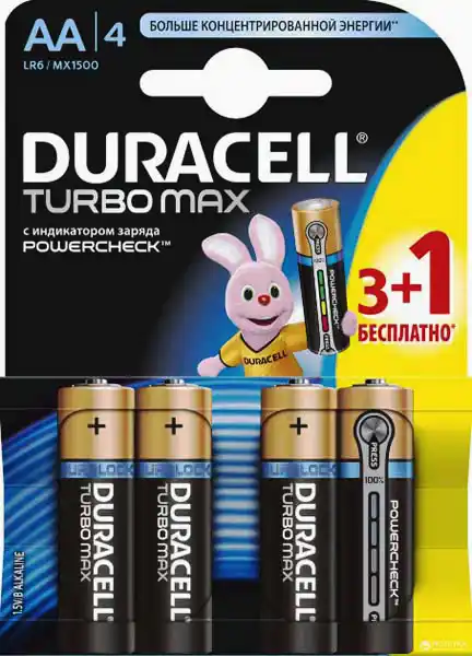 Батарейка AA LR6, Duracell Turbo Max, 1,5 V, лужна, бл. 4/1, аналоги: R6, UM3, 15, 15A, MN1500 - зображення 5