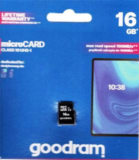 Фото товару Карта пам'яті 16Gb class 10, GOODRAM, microSD
